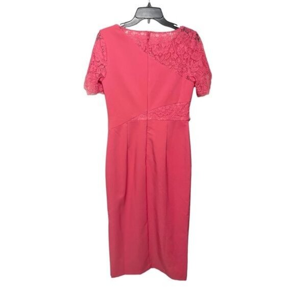 New JS Collections Illusion Boat Neck Lace Insert Short Sleeve Sheath Dress 4 - Picture 9 of 13